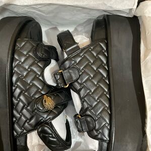 Kurt Geiger Black Quilted Platform Sandals (New)